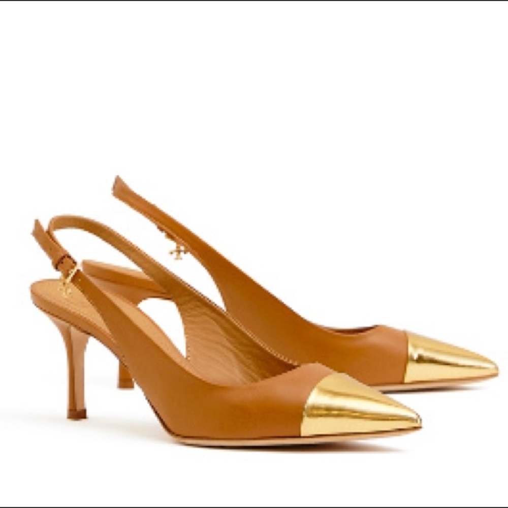 New, never worn PENELOPE METALLIC CAPTOE SLINGBACK